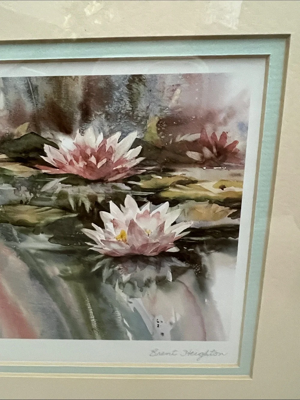 Framed Water Lily Art Print in Soft Pastels by Brent Heighton